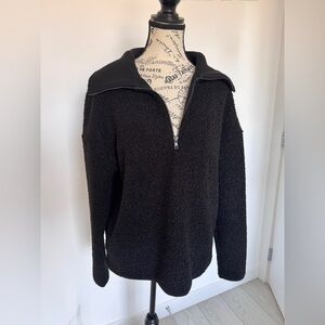 Elle Black Zip-Up Sweater